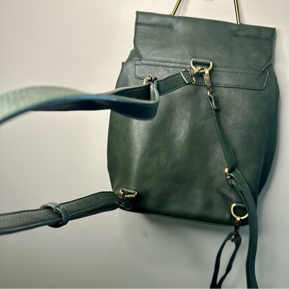 Antik Kraft Dark Green Leather Adjustable Backpack Bag Purse - Picture 8 of 11